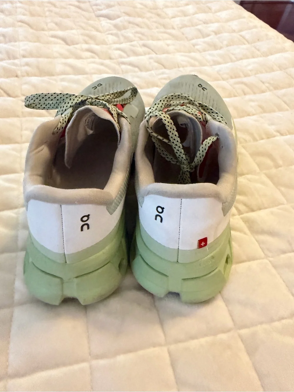 On Running  Sneakers in Sage Green with Coral Accents size 6.5
